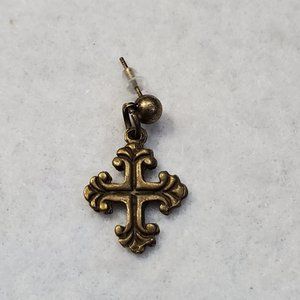 Unisex - Bronze - Cross Single Earring